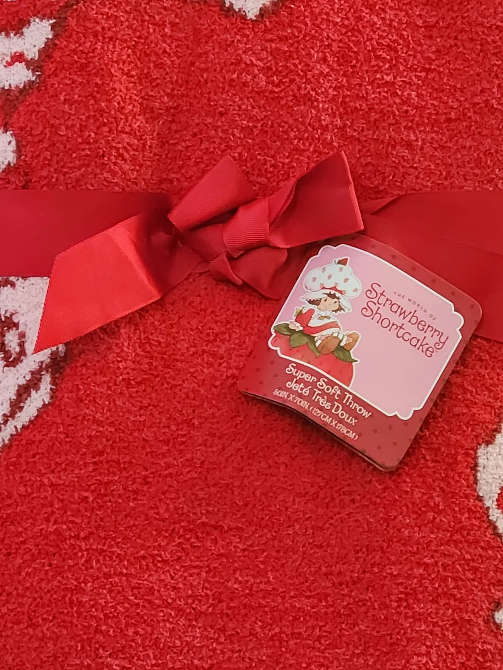 Super Soft Strawberry Shortcake Plush Heart Pattern Red Throw Blanket